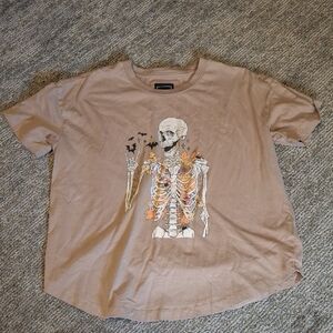 Skeleton Graphic Tan T-Shirt